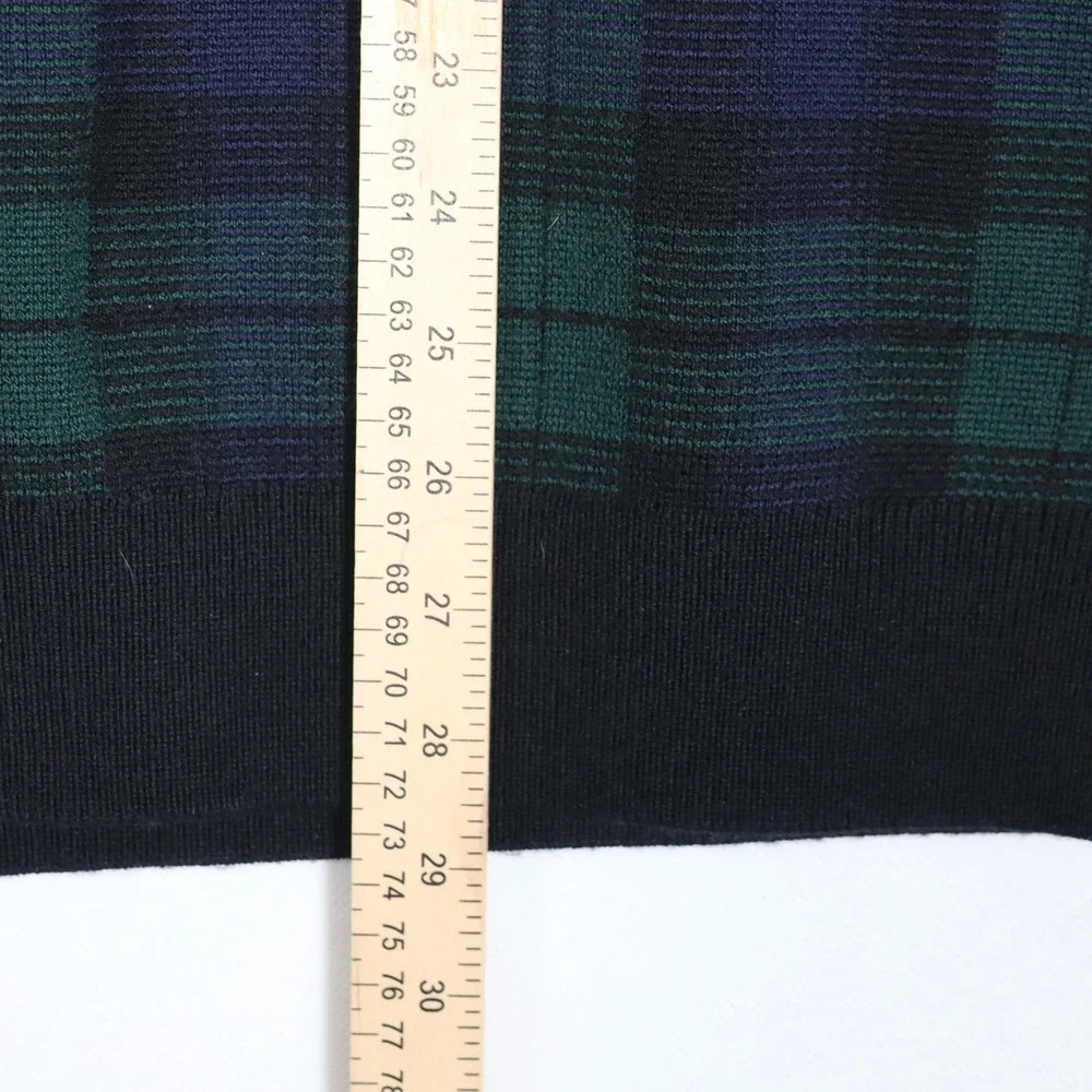 Polo Ralph Lauren Sweater Mens Large Green Plaid Wool Crewneck Pullover Casuaal